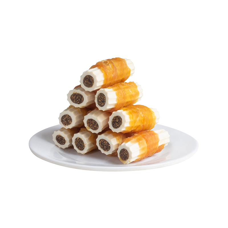 ST005 Milk Flavored 6cm Meat-Wrapped Chicken Roll Filled Dog Snacks