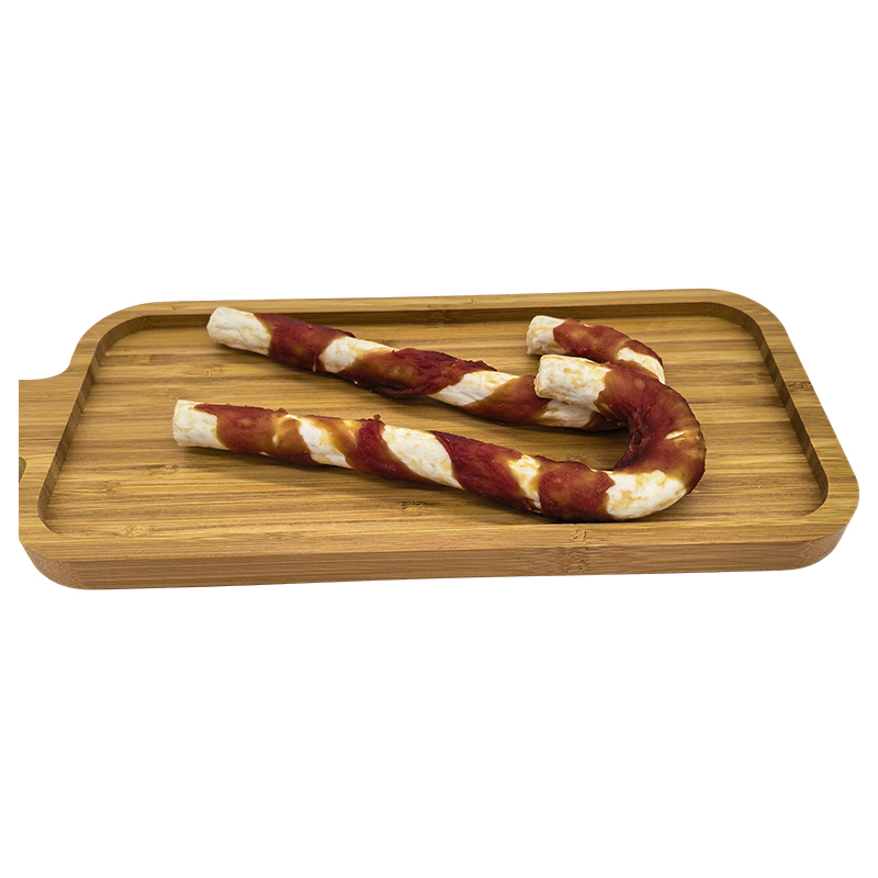 NP007 7' Candy Cane Duck meat-Wrapped Composite Rawhide Dog Chew Treats