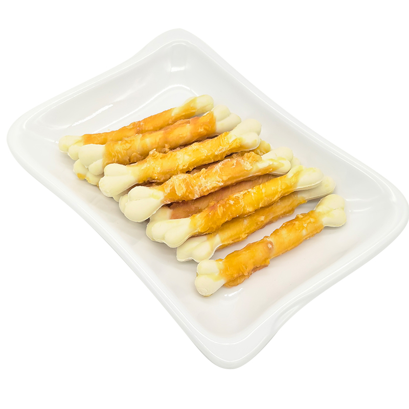 Milk Flavored 8.5cm Bone-Shaped Chicken Roll Dog Treats